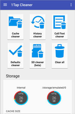 Cleaner de datos para Android como 1TAP Cleaner