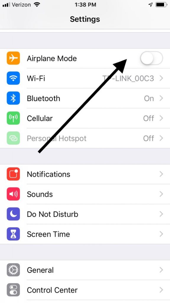 Modo de avión para la carga de iPhone