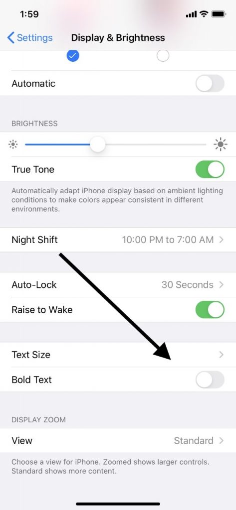 Cambiar el tamaño de la fuente en el iPhone