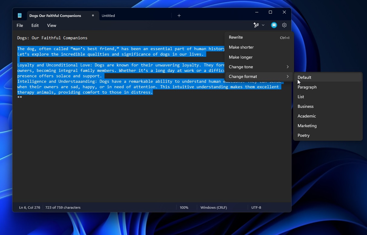 Longitud del formato de cambio de reescritura ai de notas ai ai