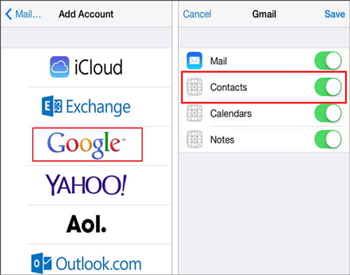 Sync Contactos de iPhone a Gmail
