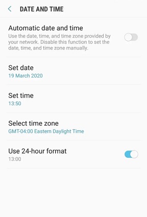 Ajustar la fecha y la hora en Android