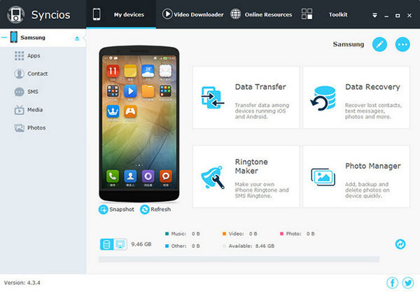 Manager de iPhone para Windows y Mac como Syncios Manager