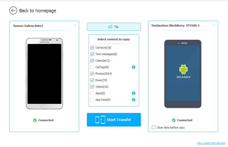 Seleccione fotos para transferir de BlackBerry a Android