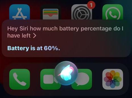 Pídale al porcentaje de batería a Siri
