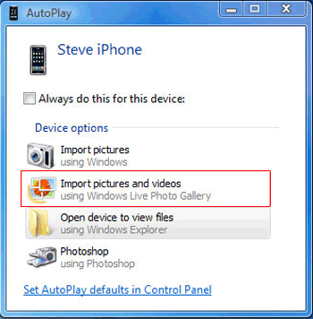 Cómo poner video del iPhone a la computadora con Autoplay