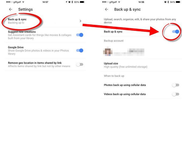 Enviar video de Galaxy a iPhone con Google Photos