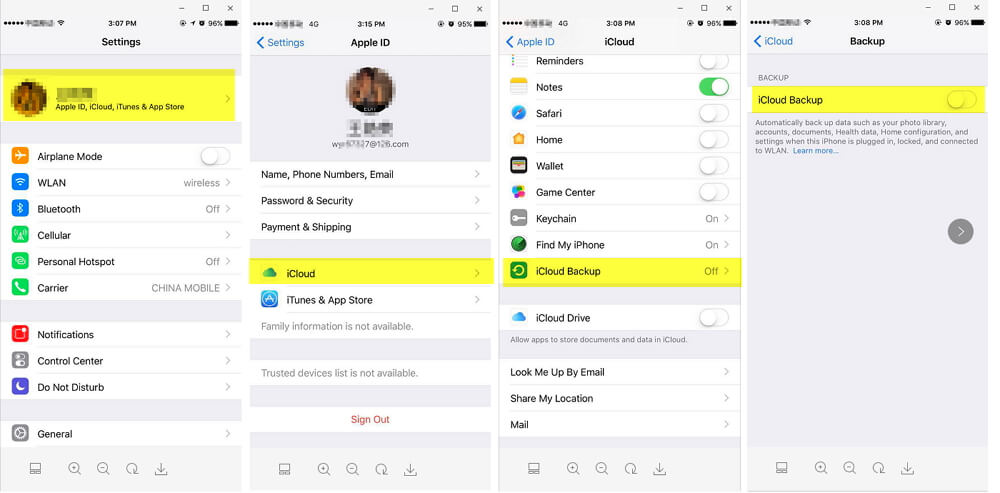 Copia de seguridad de iPhone a iCloud