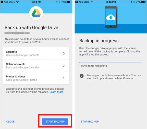 Cómo almacenar contactos en iPhone con Google Drive