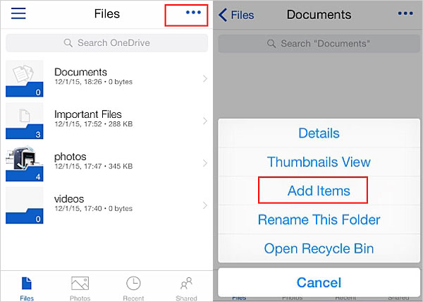 Sube fotos de iPhone a OneDrive