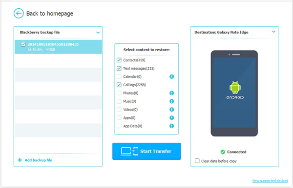 Transferir datos de BB a Samsung