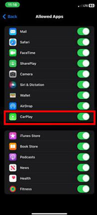 Carplay permitido