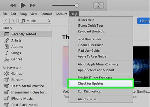 Actualice iTunes en la PC para arreglar el iPhone atascado al restaurar