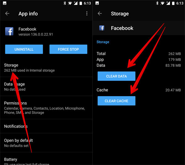 Eliminar caché y datos de Facebook