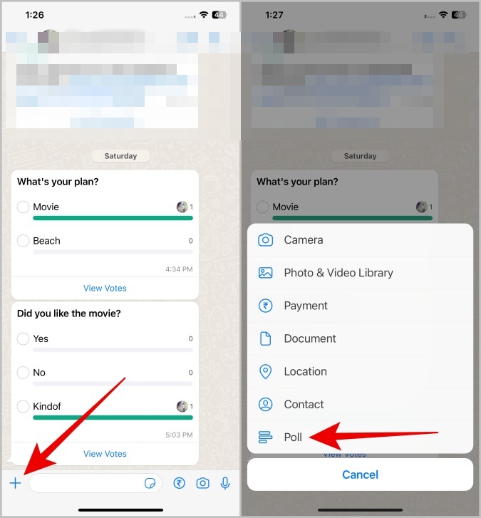 Crear encuesta de whatsapp iPhone