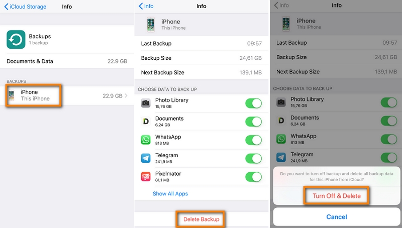 Eliminar las antiguas copias de seguridad de iCloud no utilizadas