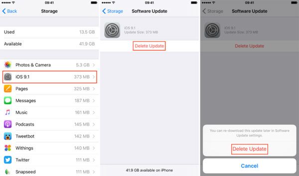 Eliminar la actualización del almacenamiento de iPhone
