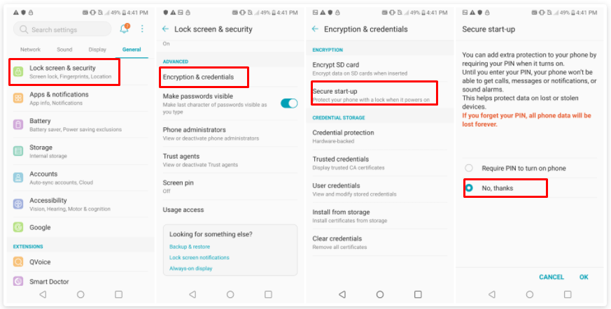 Desactivar LG Secure Startup