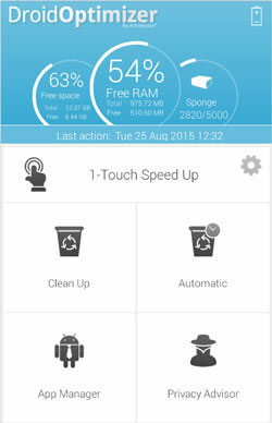Aplicación de limpieza para teléfono Android como Droid Optimizer