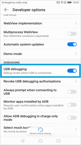 Abrir depuración USB en Huawei Mate 5