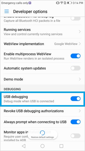 Abrir depuración USB en Huawei P 5