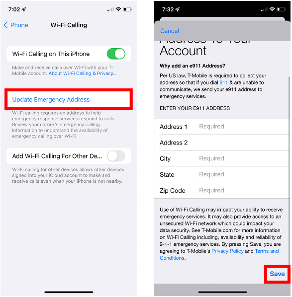 Habilitar WiFi llamando a los servicios de emergencia del iPhone 