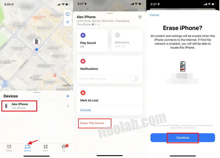 Restablecer iPhone sin contraseña de tiempo de pantalla a través de Find My