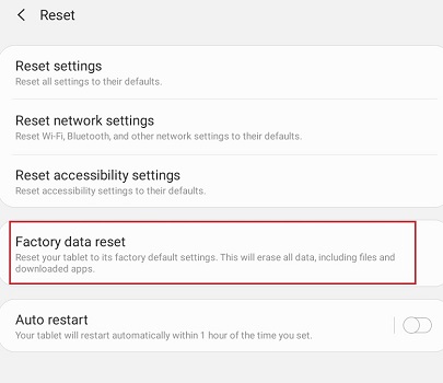 Restablecer Android de fábrica para corregir el error 505