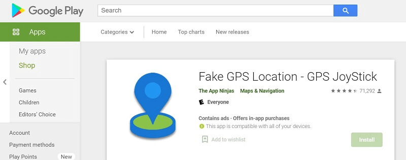 Ubicación del GPS falso Android