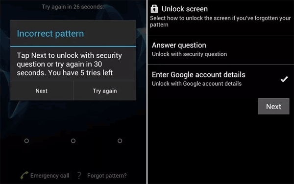 Cómo omitir la pantalla de bloqueo en Android a través de la función de patrón olvidado