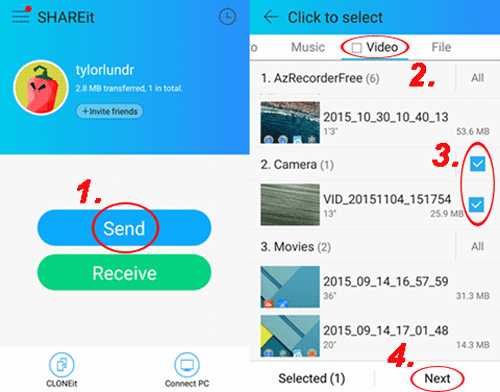 Enviar videos de Android al iPhone con Shareit