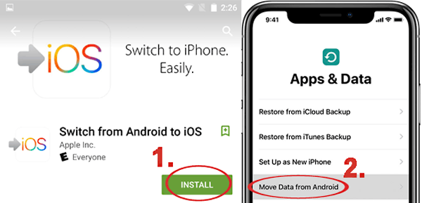Elija los datos de movimiento de la opción Android