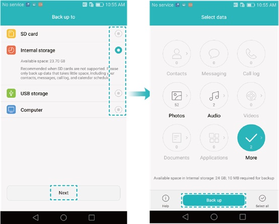 Transferir datos entre los teléfonos Huawei con la función de copia de seguridad y restauración