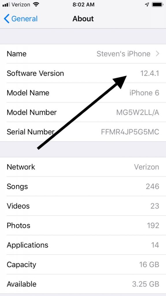 Revise su versión de iOS