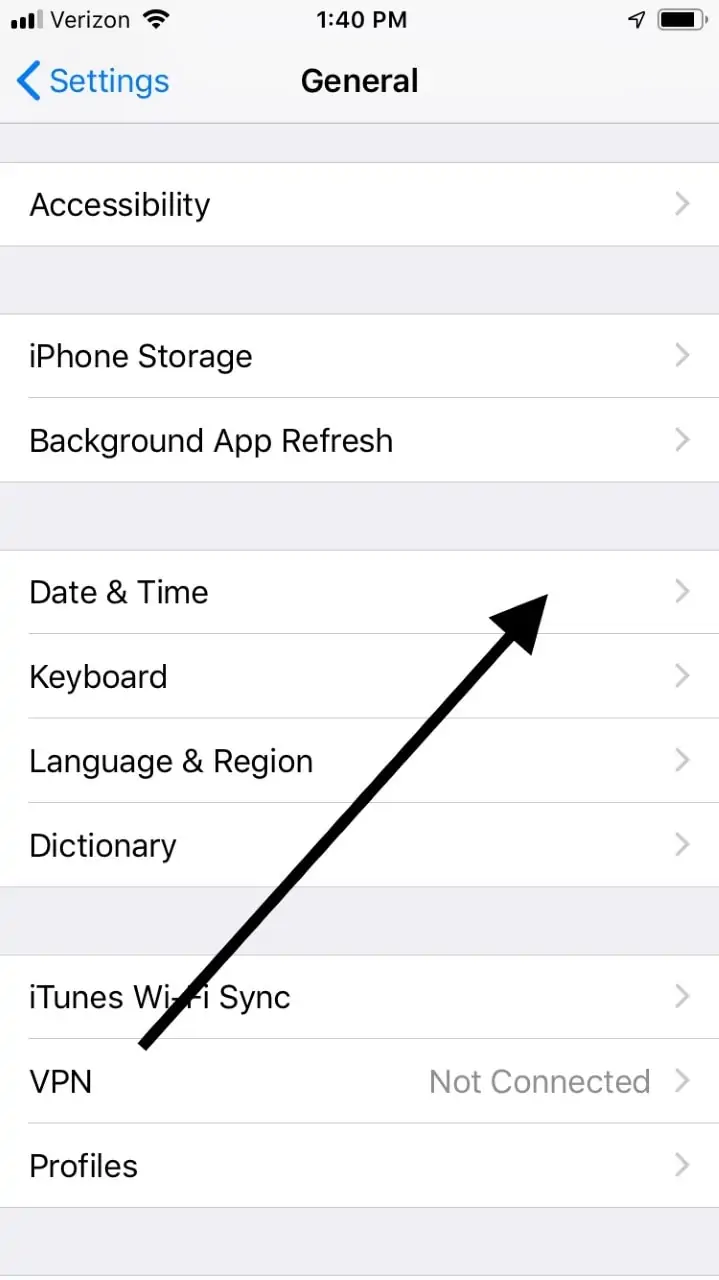 Fecha y hora del iPhone