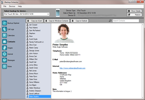 Extractor de copia de seguridad de iOS como el extractor iBackup