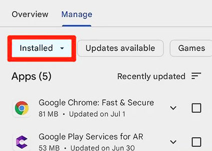 Aplicación instalada de Google Play