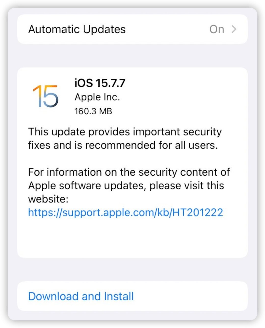 Actualización de iPhone 7 a iOS 15.7.7