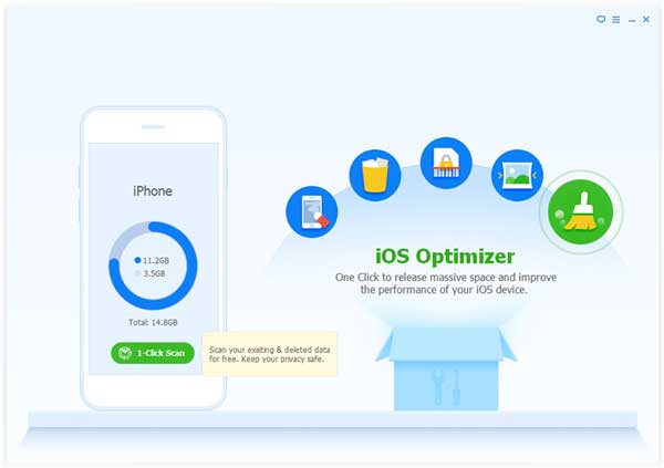 Elija la opción Optimizer iOS para eliminar a granel iconos de iOS