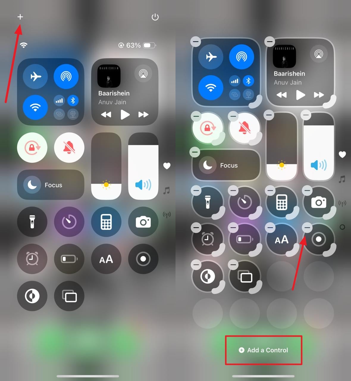 modificar el centro de control