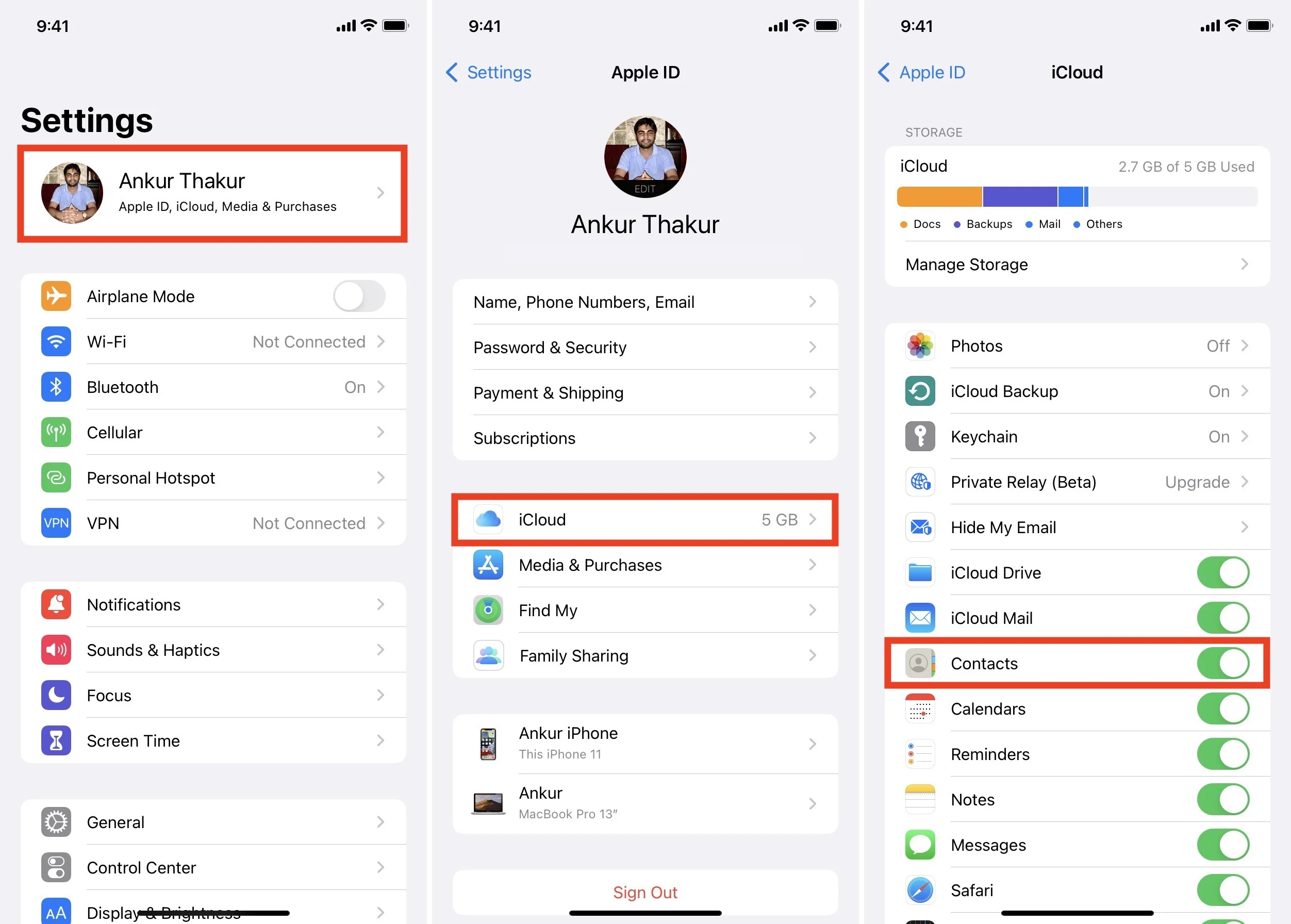 Sincronización de datos de iPhone