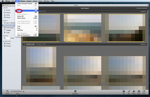 Transfiera el video de Mac a iPad con iPhoto