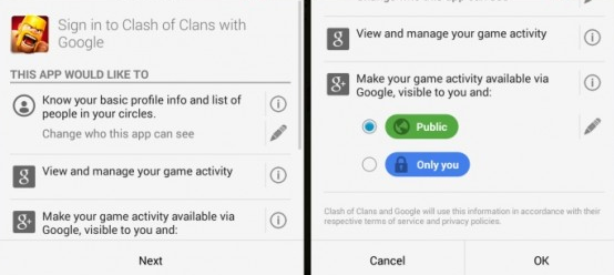 Link COC Cuenta a Google Plus