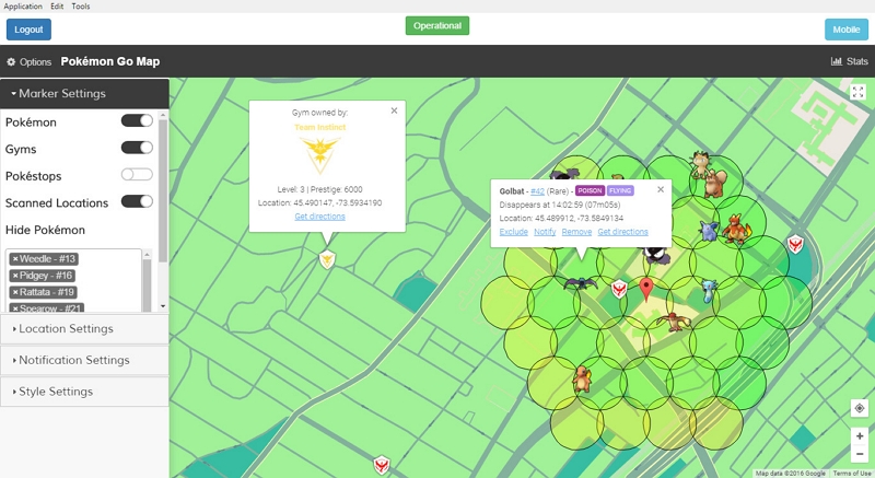 Mapas de ubicación de Pokémon Go Live