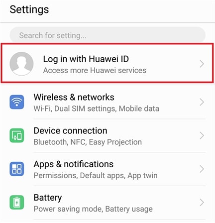 Inicie sesión en Huawei ID