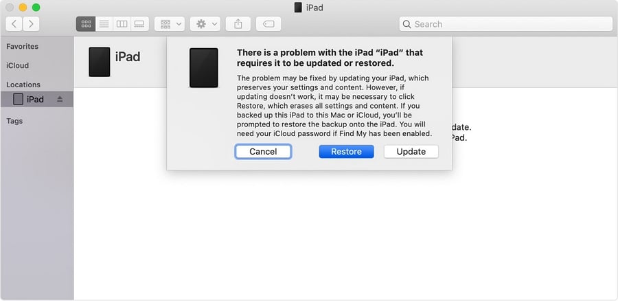 Actualizar iPad en modo de recuperación
