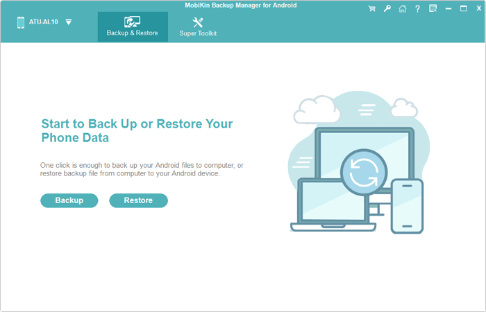La principal interfaz de usuario de Android Backup and Restore