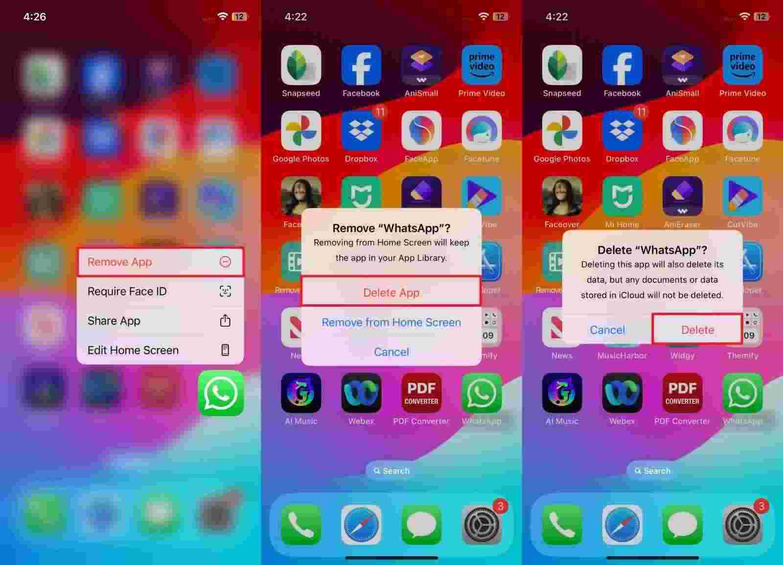 Usar la aplicación eliminar whatsapp