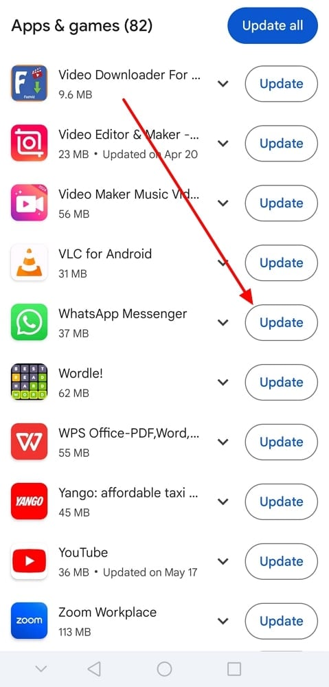 Actualizar WhatsApp usando App Store
