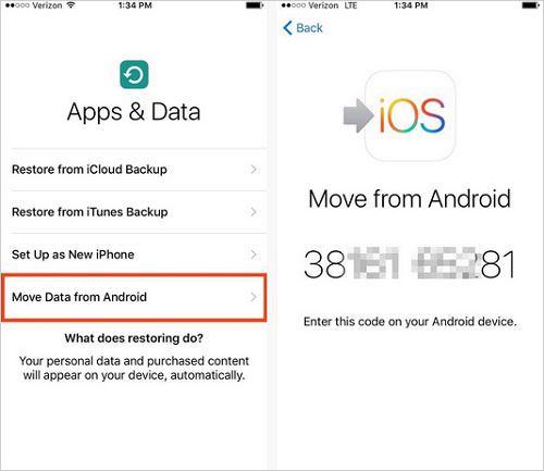 Configurar mudarse a iOS en Samsung y iPhone